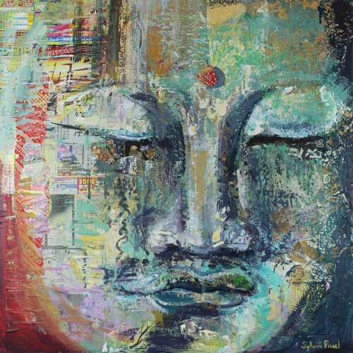 The Calm Face of Buddha van Sylvia Paul, Schilderij te koop op Singulart