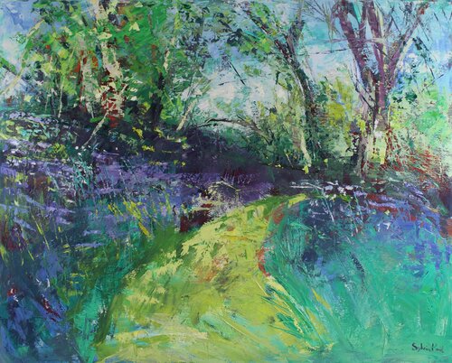 Path Through Bluebells di Sylvia Paul, Pittura in vendita su Singulart