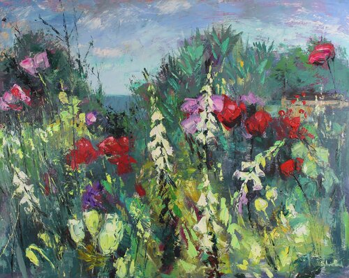 Garden with Sea View van Sylvia Paul, Schilderij te koop op Singulart