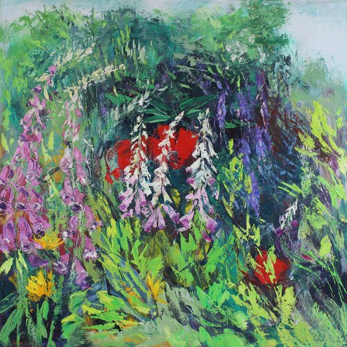 Foxglove Garden di Sylvia Paul, Pittura in vendita su Singulart