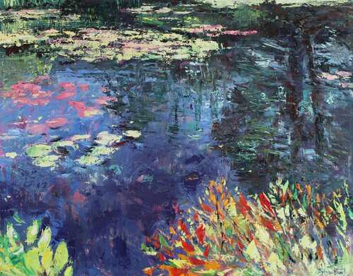 Water Lilies and Reflections, Giverny van Sylvia Paul, Schilderij te koop op Singulart