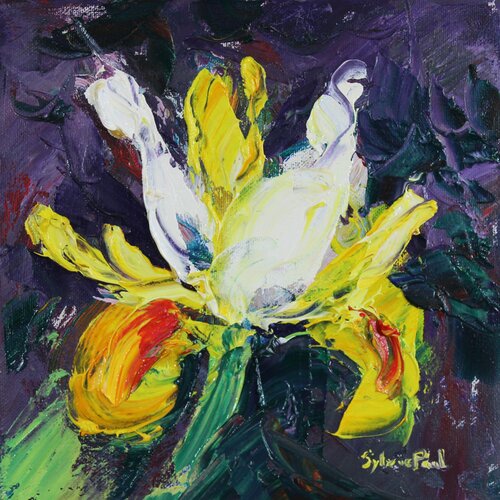 Yellow Iris van Sylvia Paul, Schilderij te koop op Singulart