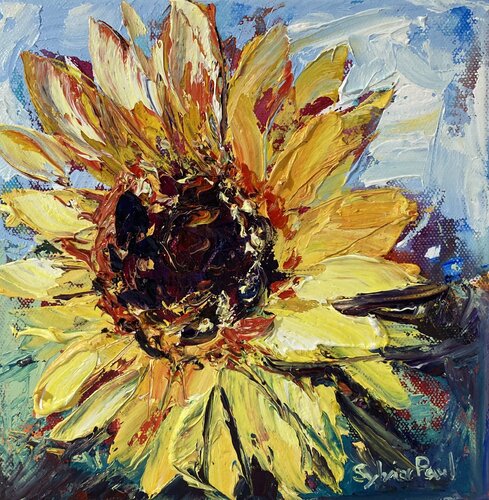 Bold Sunflower van Sylvia Paul, Schilderij te koop op Singulart
