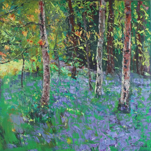 Shade in the Bluebell Wood van Sylvia Paul, Schilderij te koop op Singulart