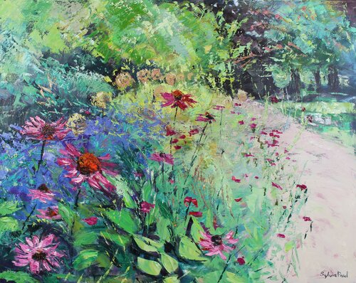 Path with Echinacea van Sylvia Paul, Schilderij te koop op Singulart