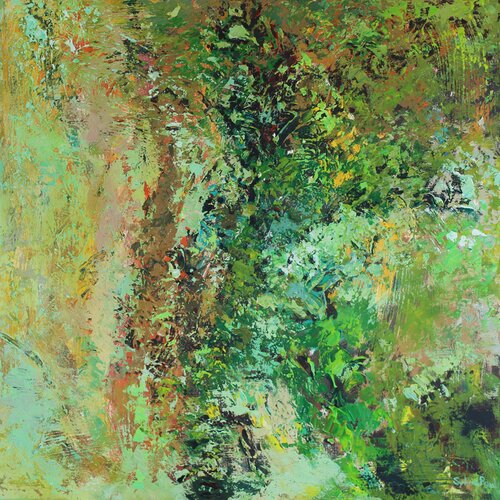 Tree Bark with Lichen by Sylvia Paul, Painting for Sale on Singulart