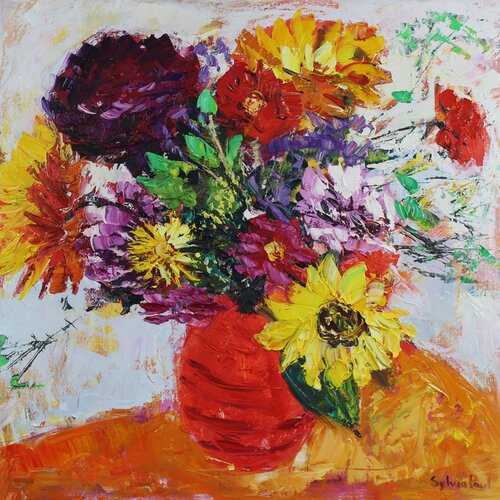 Sunny September Flowers de Sylvia Paul, Pintura a la venta en Singulart