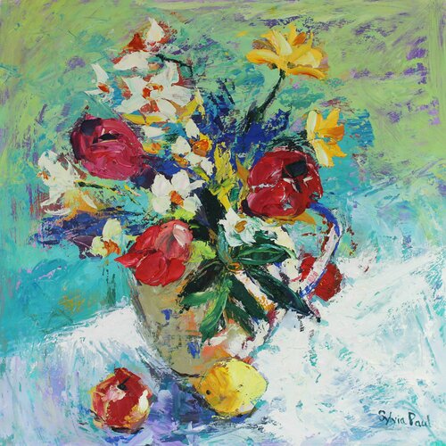 Spring Garden Flowers di Sylvia Paul, Pittura in vendita su Singulart