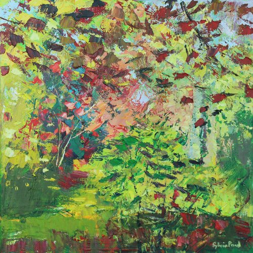 Sunlit Path in Autumn van Sylvia Paul, Schilderij te koop op Singulart