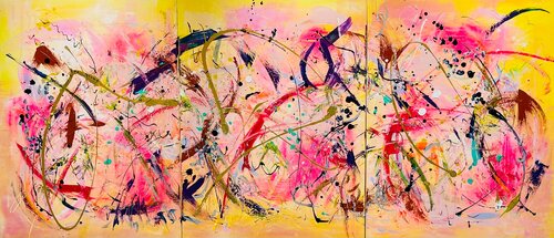 Triptyque   " L' Abondance du Coeur " von Chrystèle Ferron (Nasca), Malerei kaufen auf Singulart