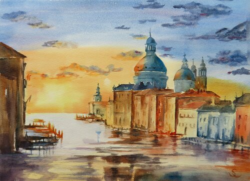 Abendstimmung in Venedig de Steffi Rodigas, Obra en papel a la venta en Singulart
