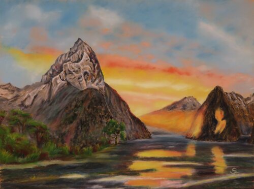 Mitre Peak by Steffi Rodigas, Work on Paper for Sale on Singulart