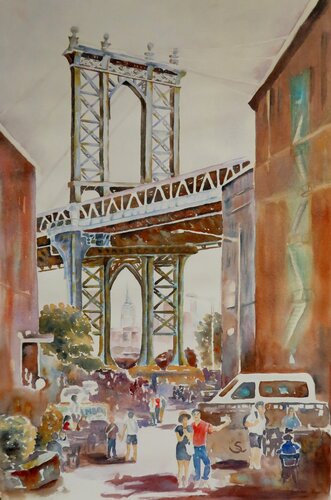 Manhattan Bridge von Steffi Rodigas, Werk auf Papier kaufen auf Singulart