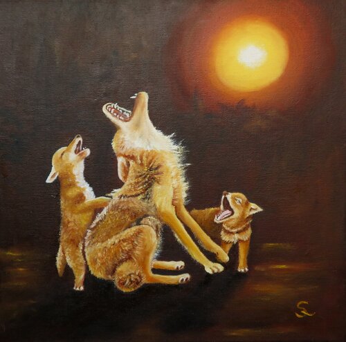 Mit den Wölfen heulen di Steffi Rodigas, Pittura in vendita su Singulart