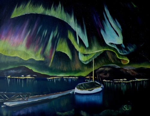 Aurora borealis di Steffi Rodigas, Pittura in vendita su Singulart