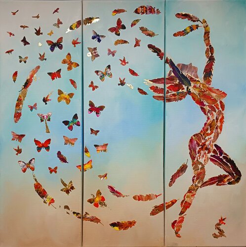 Lebensfreude - Triptychon von Steffi Rodigas, Andere Medien kaufen auf Singulart