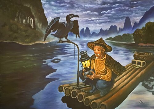 Night Fisherman von Steffi Rodigas, Malerei kaufen auf Singulart