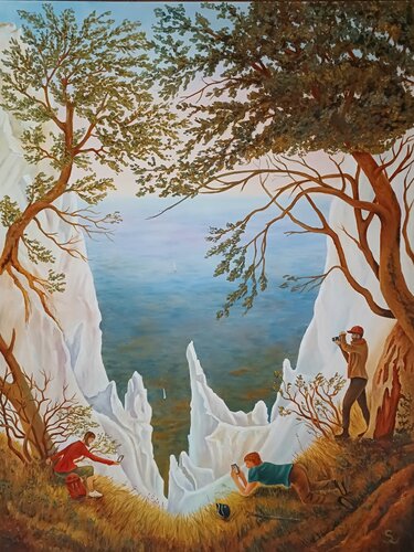 Kreidefelsen auf Rügen- 200 Jahre später di Steffi Rodigas, Pittura in vendita su Singulart