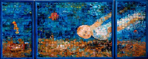 Abgetaucht (Triptychon) di Steffi Rodigas, Altri media in vendita su Singulart