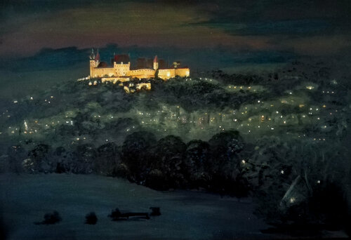 Veste Coburg bei Nacht de Steffi Rodigas, Pintura a la venta en Singulart