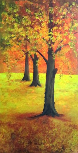 Herbstbäume van Steffi Rodigas, Schilderij te koop op Singulart