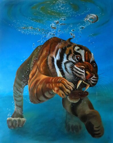 Der Tiger in mir van Steffi Rodigas, Schilderij te koop op Singulart
