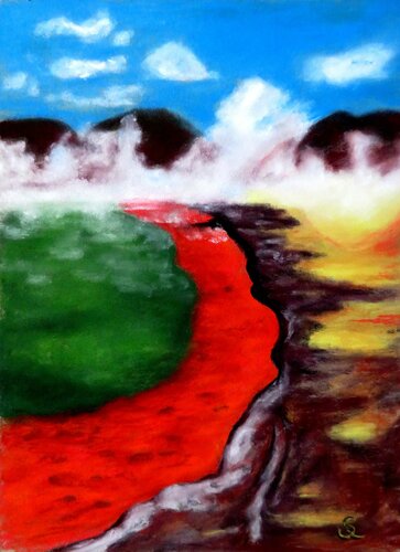 Waimangu Volcanic Valley by Steffi Rodigas, Work on Paper for Sale on Singulart