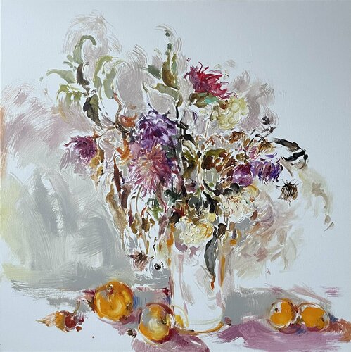 Bright flowers - "Pink flowers" - Oil painting - 2021 Olga Soloviova