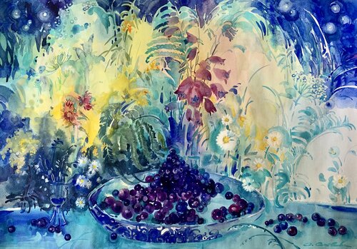 Blueberry flavor di Olga Soloviova, Opera su carta in vendita su Singulart