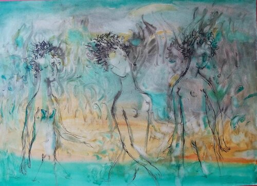 Running girls par Olga Soloviova, Œuvre sur papier en vente sur Singulart