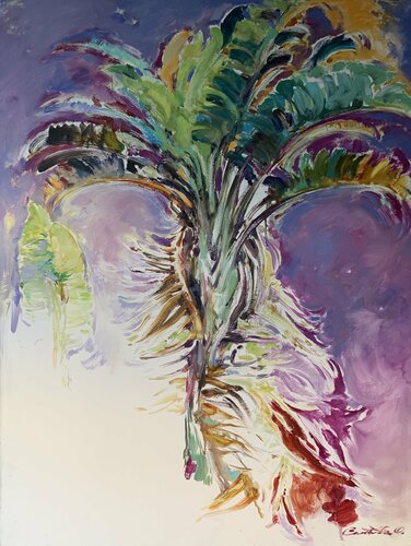 Bright palm tree - "Rainbow tree" - Realism - 2018 di Olga Soloviova, Pittura in vendita su Singulart