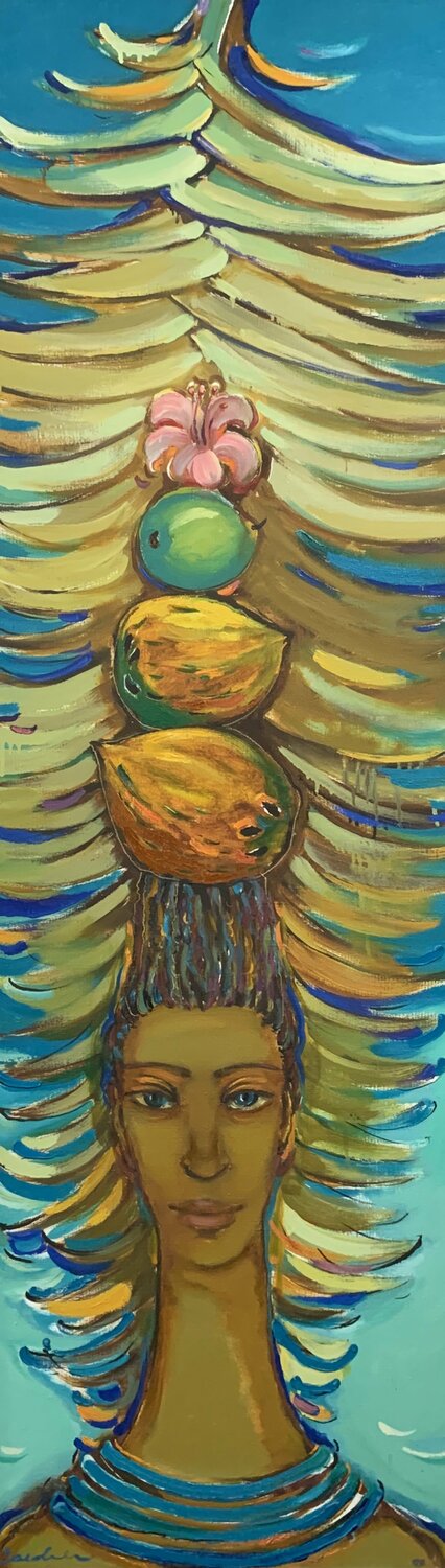 Bright girl portrait - "Fruit pyramid" - Exotic portrait - 2005 Olga Soloviova