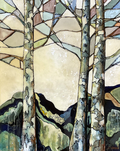 Stained Glass Forest 3 van Jeanette Jarville, Schilderij te koop op Singulart