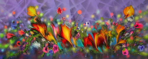 Magic Glowing Flowers by Irini Karpikioti, Painting for Sale on Singulart