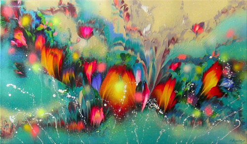 Floral Sunset van Irini Karpikioti, Schilderij te koop op Singulart