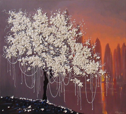 Spring Sunset on the River van Irini Karpikioti, Schilderij te koop op Singulart