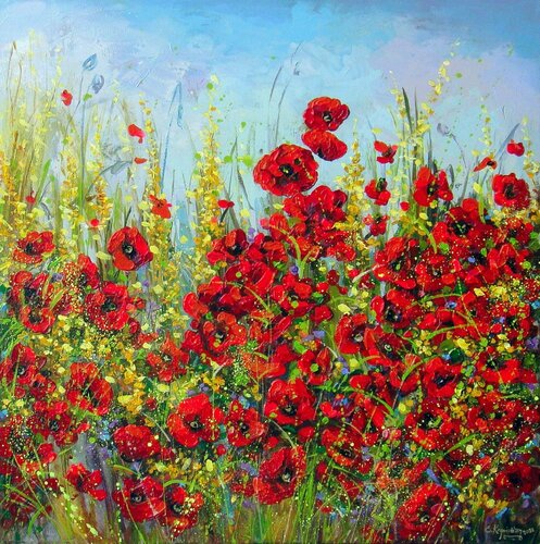 Poppies van Irini Karpikioti, Schilderij te koop op Singulart