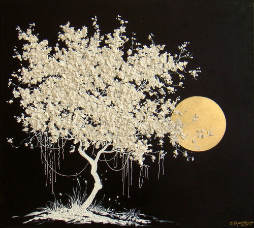 Blooming White Tree by Irini Karpikioti, Painting for Sale on Singulart