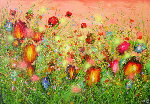 Wildflowers at Sunset van Irini Karpikioti, Schilderij te koop op Singulart