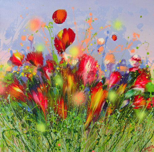 Poppies at sunset van Irini Karpikioti, Schilderij te koop op Singulart