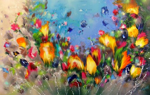 Flowers van Irini Karpikioti, Schilderij te koop op Singulart