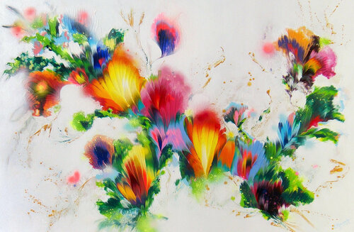 Rainbow flowers by Irini Karpikioti, Painting for Sale on Singulart