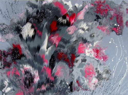 Pink and Silver Flowers by Irini Karpikioti, Painting for Sale on Singulart