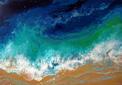 Blue Turquoise Sea by Irini Karpikioti, Painting for Sale on Singulart