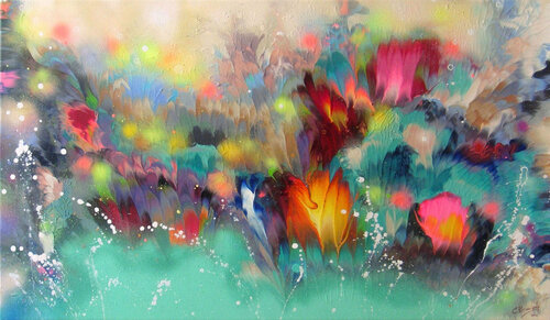 Floral Musical Accompaniment by Irini Karpikioti, Painting for Sale on Singulart