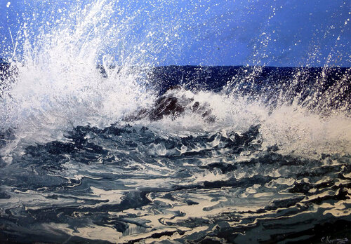 Ocean waves by Irini Karpikioti, Painting for Sale on Singulart