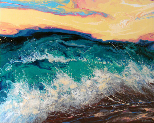 Sunset Over The Sea by Irini Karpikioti, Painting for Sale on Singulart