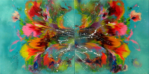 emerald flower garden by Irini Karpikioti, Painting for Sale on Singulart