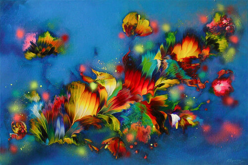 Evening Flowers van Irini Karpikioti, Schilderij te koop op Singulart
