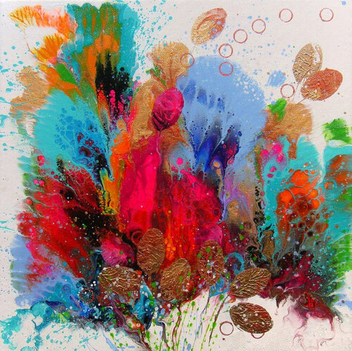 Abstract Flowers by Irini Karpikioti, Painting for Sale on Singulart